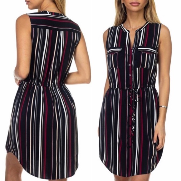 ‼️ Striped Tunic Waist Tie Dress / Long Blouse - Picture 2 of 2